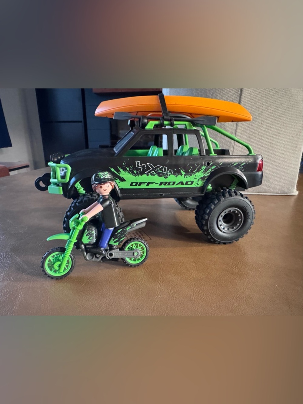 Playmobil Off-Road 4x4 Black & Green Truck and Motorcycle Playset
